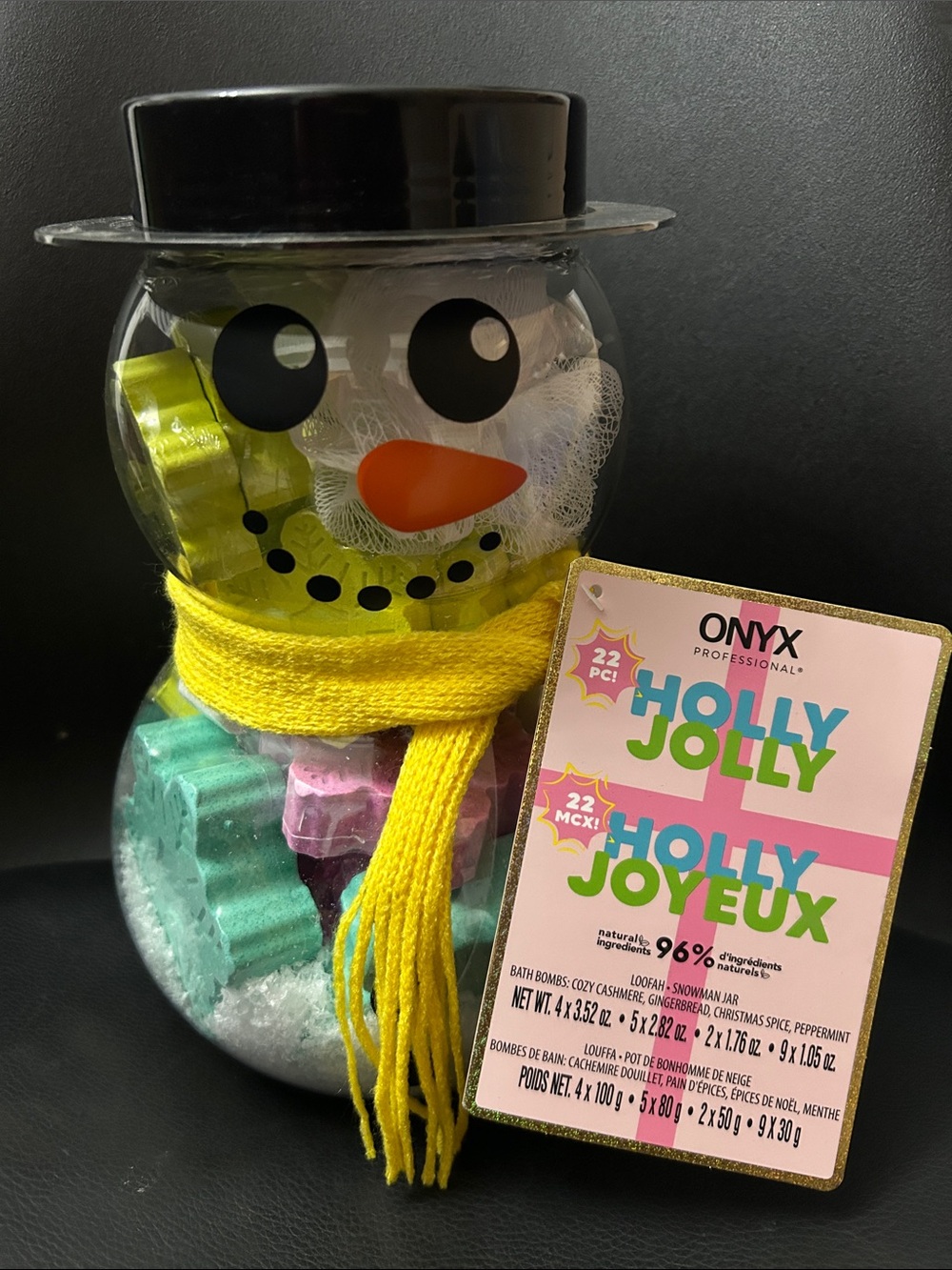 NWT 🆕 ONYX Holly Jolly Snowman Bath Bomb and Loofah Gift Set